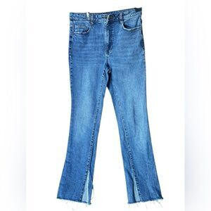 ZARA HighWaist Blue Denim Faded Slits Legs SZ 8 Good Condition